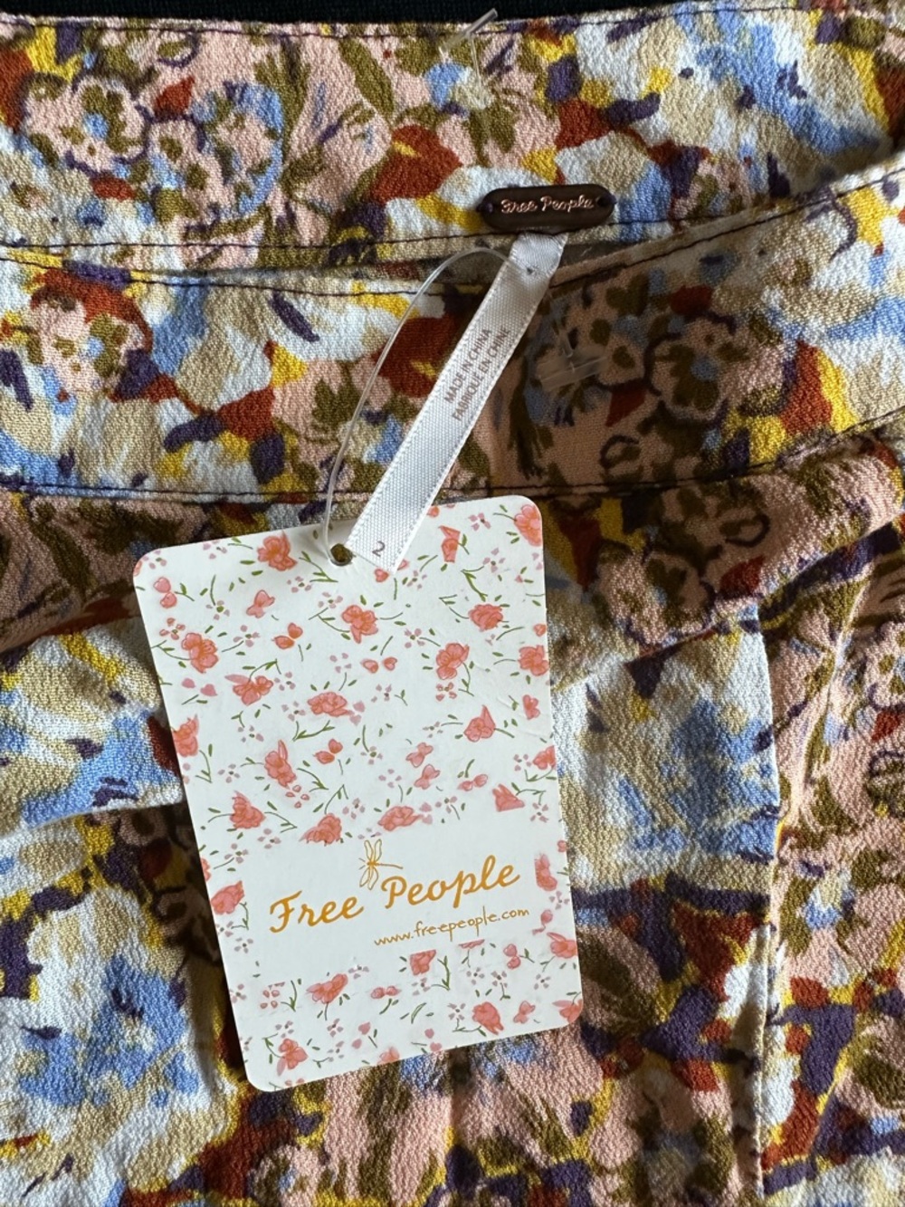 Free People Blue and Brown Floral Circle Skirt - Picture 9 of 15